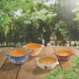 lot ecuelles en terre cuite poterie friedmann, fabriqués à partir de la terre naturelle de soufflenheim