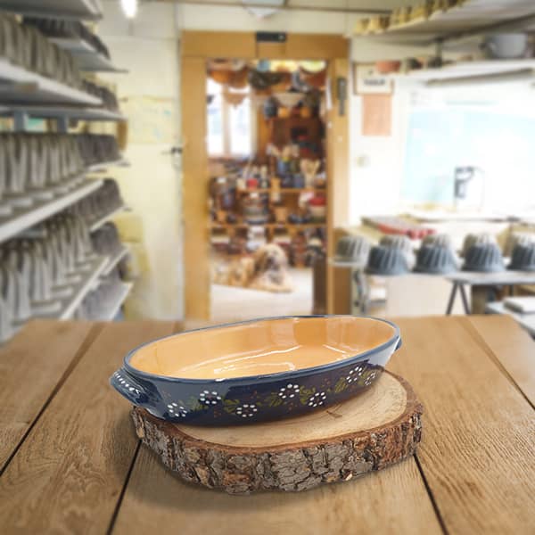plat ovale en terre cuite poterie friedmann, famille de potiers depuis 1802 à Soufflenheim en Alsace